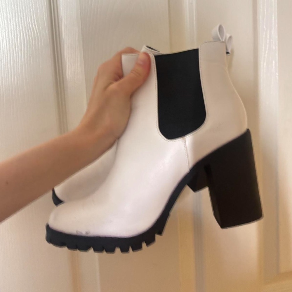 Stylish White and Black Women's Ankle Boots